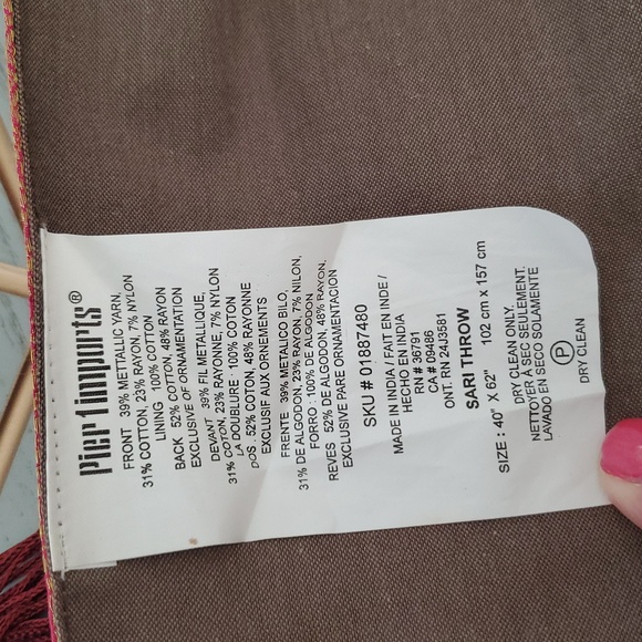 Pier 1 Imports Sari Throw with Metallic Accents. - Picture 4 of 8